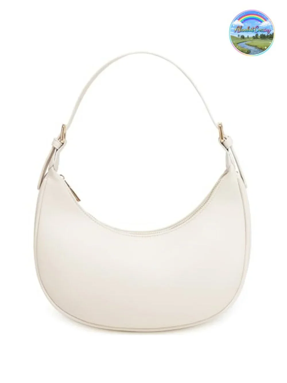 Small Faux Leather Crescent Hobo Crossbody Bag with Zipper